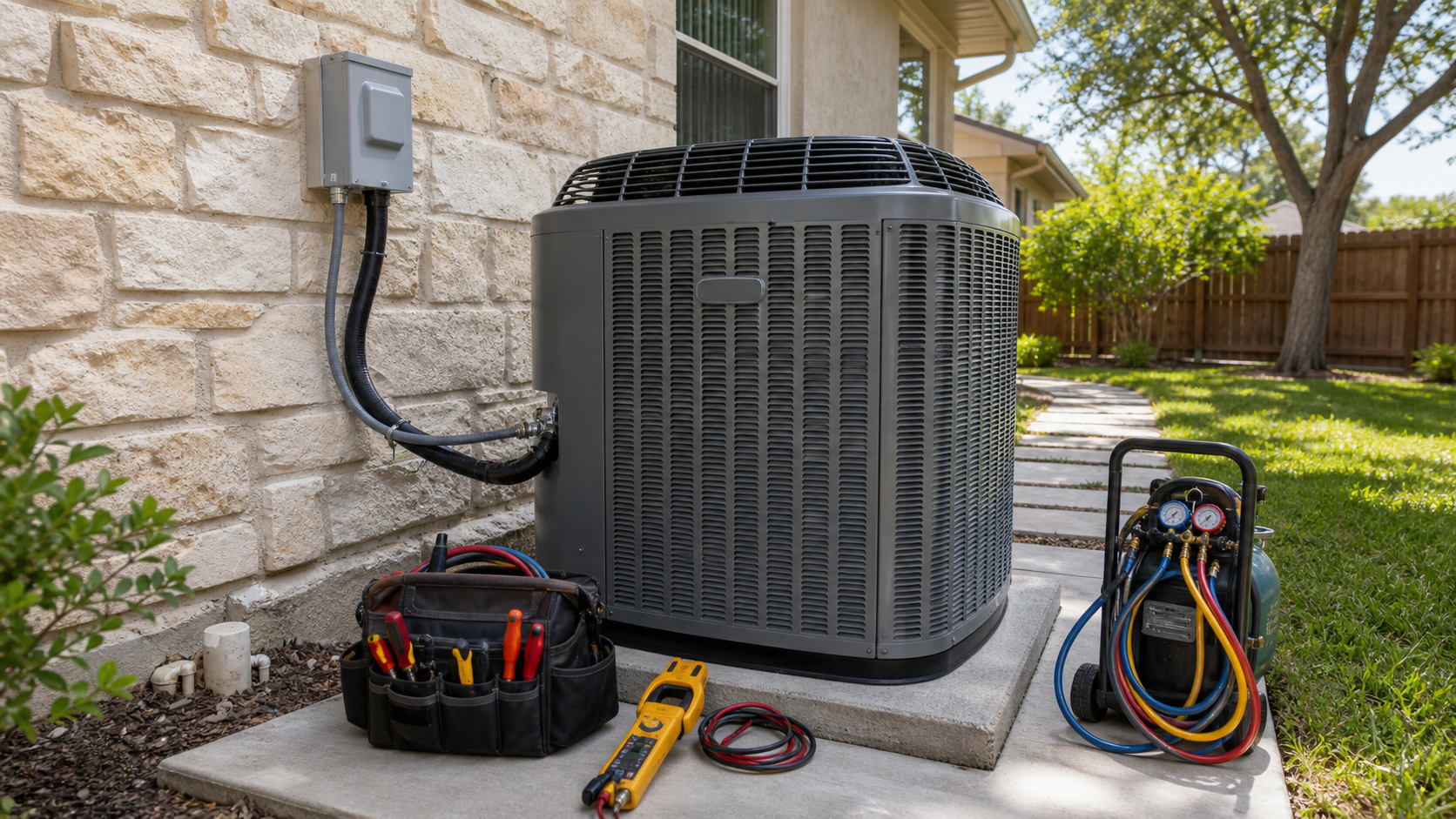 High-efficiency San Antonio AC condenser prepared for a CPS Energy rebate by C.S.W. Power Solutions